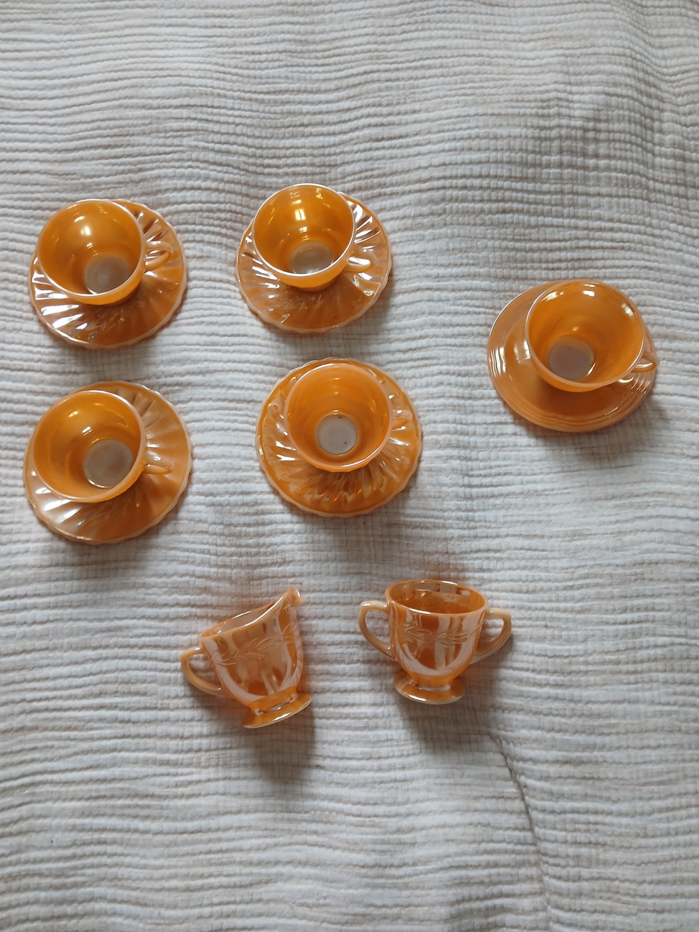 Fire King Peach Lustre Tea Cup and Saucer Set